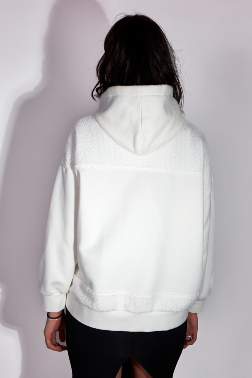 White oversize hoodie with terry cloth