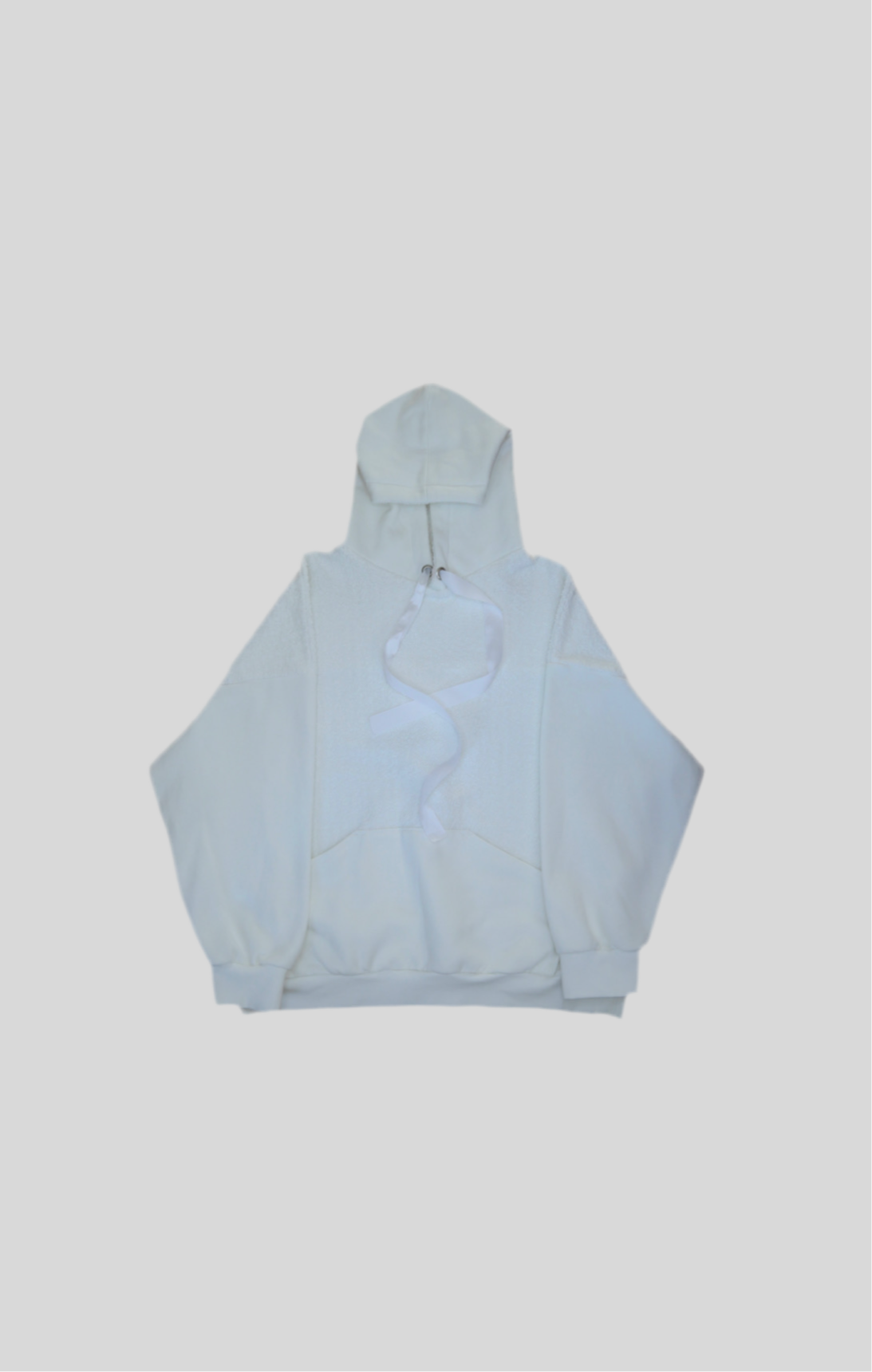 White oversize hoodie with terry cloth