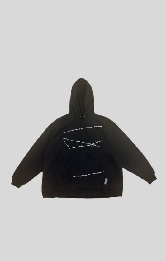 BLACK HOODIE BARBED WIRE