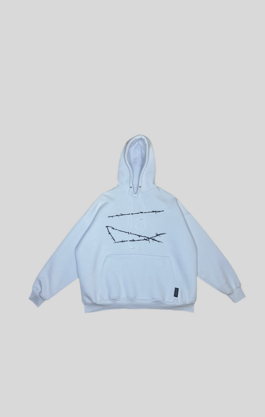WHITE HOODIE BARBED WIRE