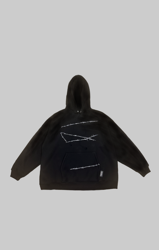 BLACK HOODIE BARBED WIRE